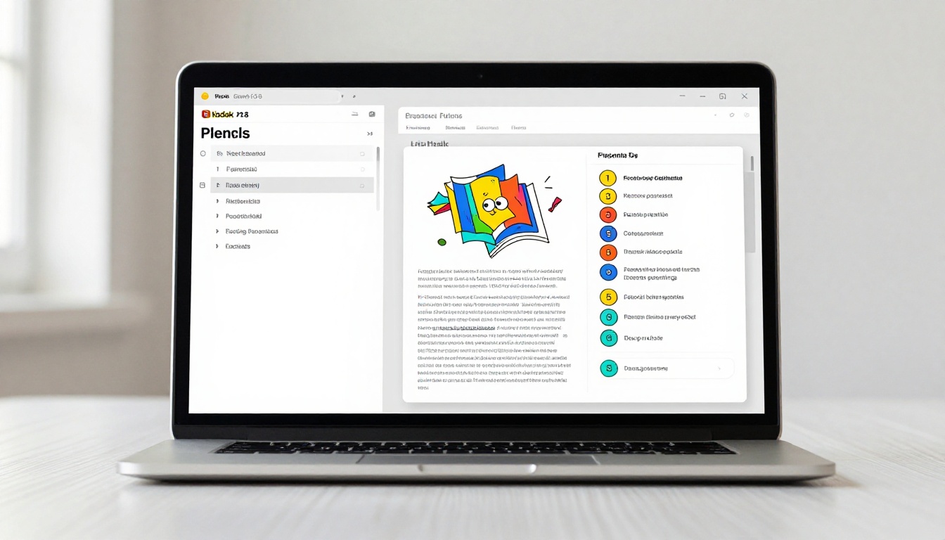PDF document on laptop screen versus colorful flipbook with page-turn animation