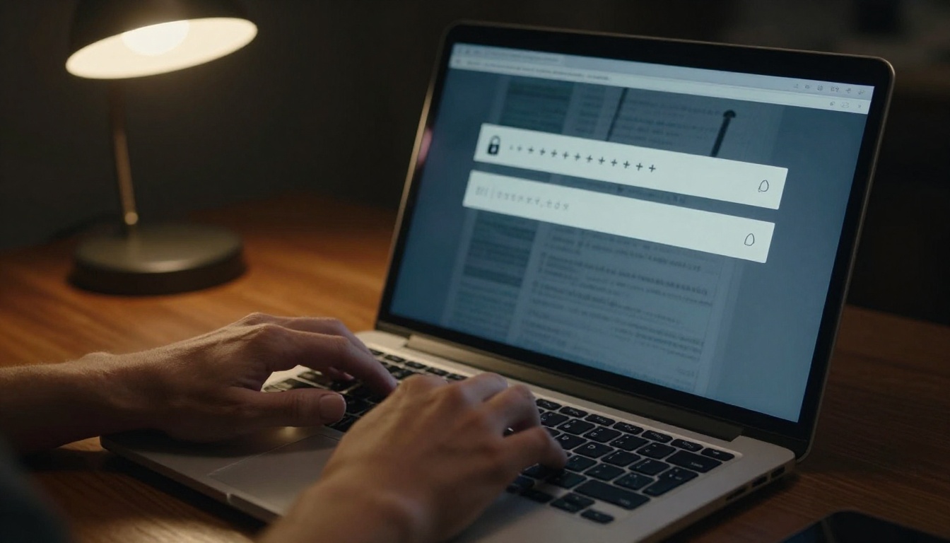 Person typing a password into a laptop to access a protected flipbook