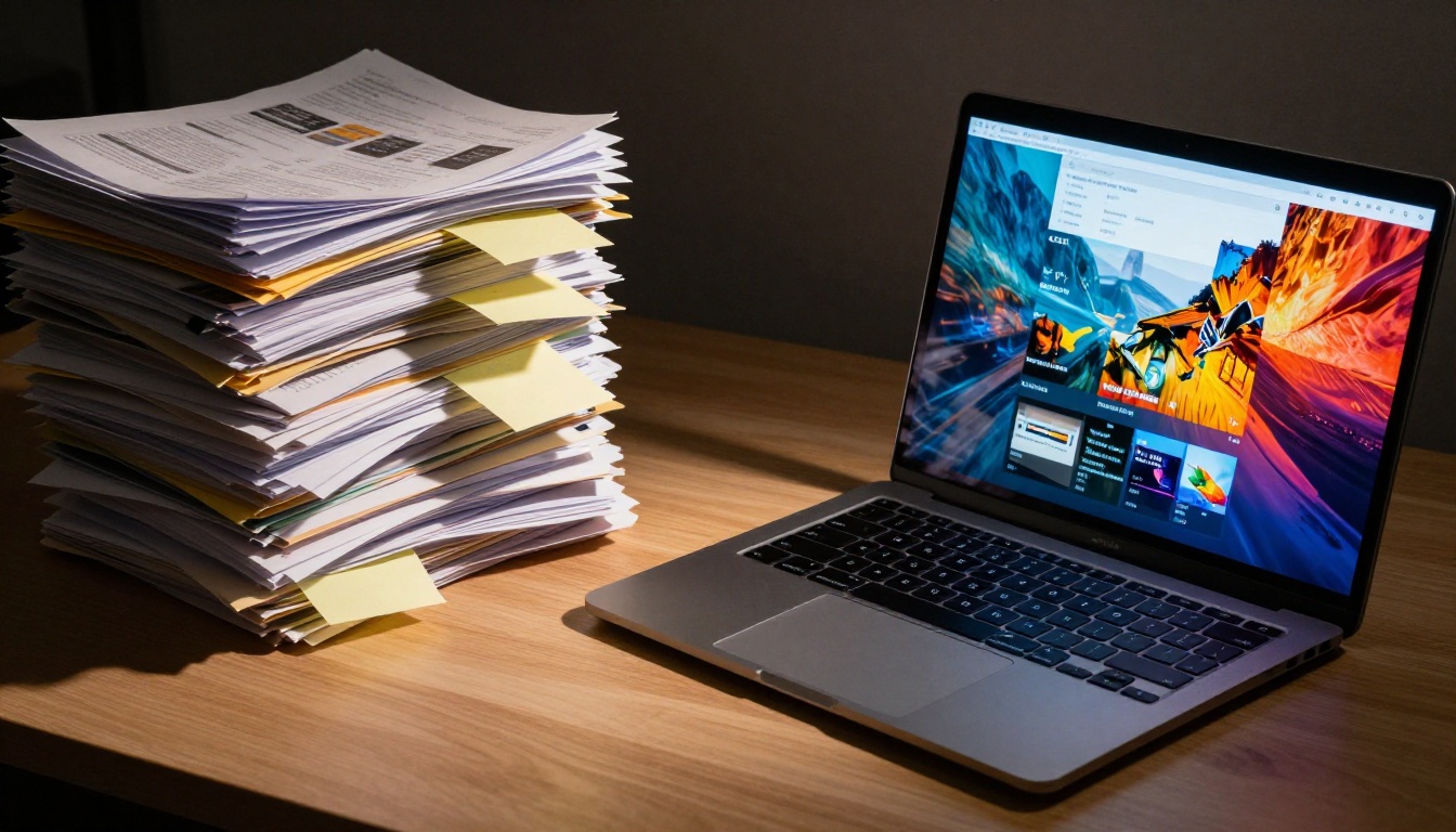 PDF stack versus a digital flipbook side by side PDF stack versus a digital flipbook side by side