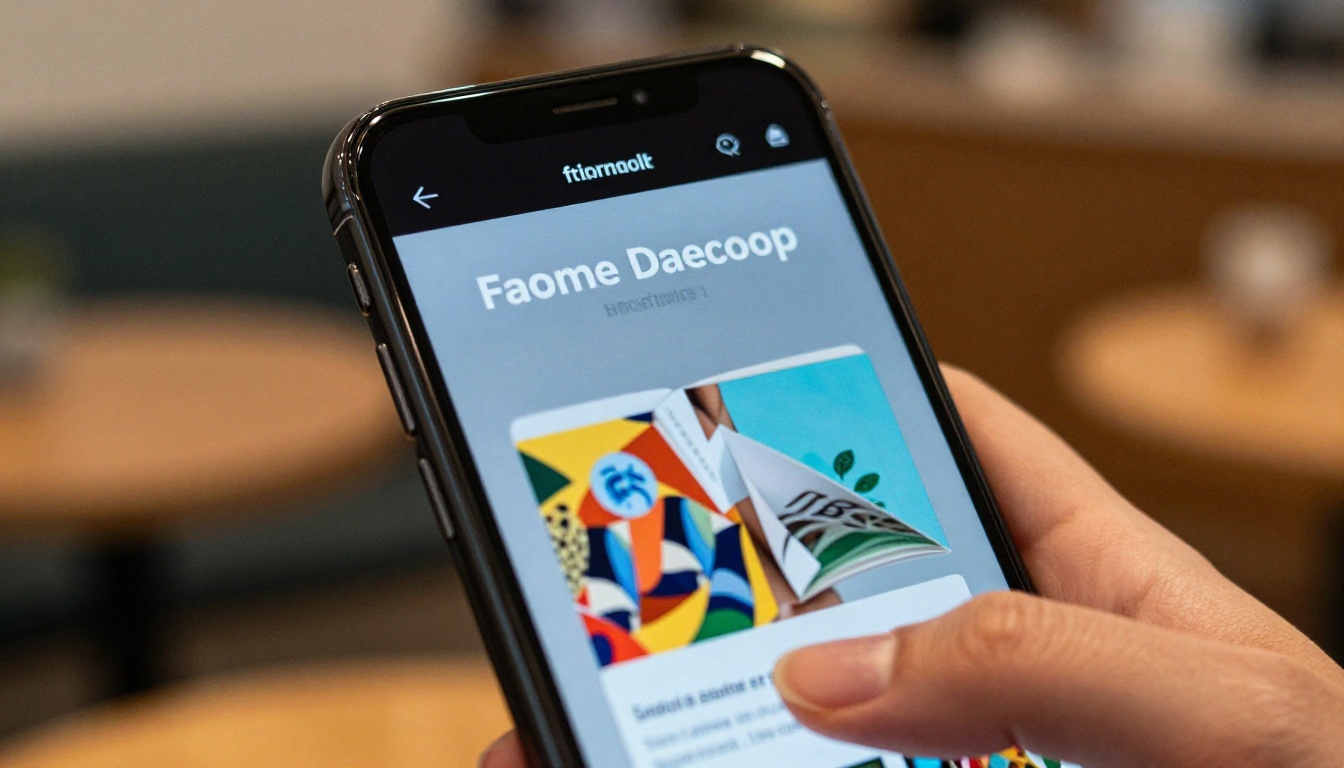 A smartphone displaying a mobile-responsive digital flipbook A smartphone displaying a mobile-responsive digital flipbook