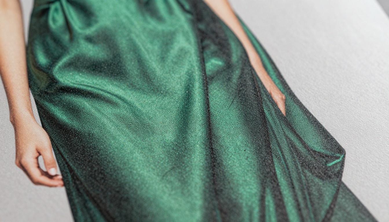 Extreme macro close-up of a printed lookbook page surface revealing paper texture and ink depth