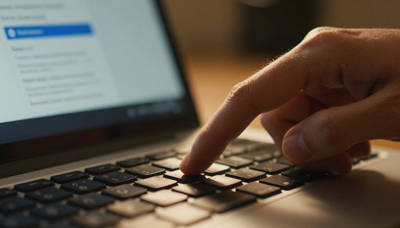 Professional's finger about to press send on a keyboard with a polished proposal on screen Professional's finger about to press send on a keyboard with a polished proposal on screen