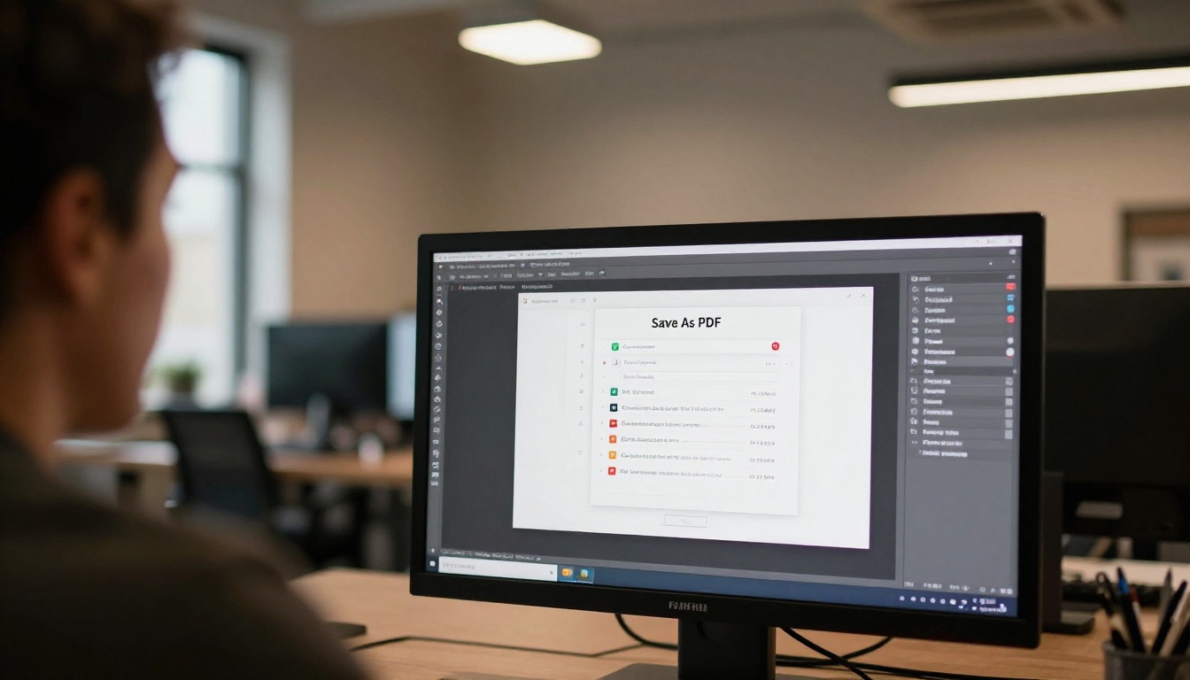 Over-the-shoulder view of PDF export dialog in Photoshop