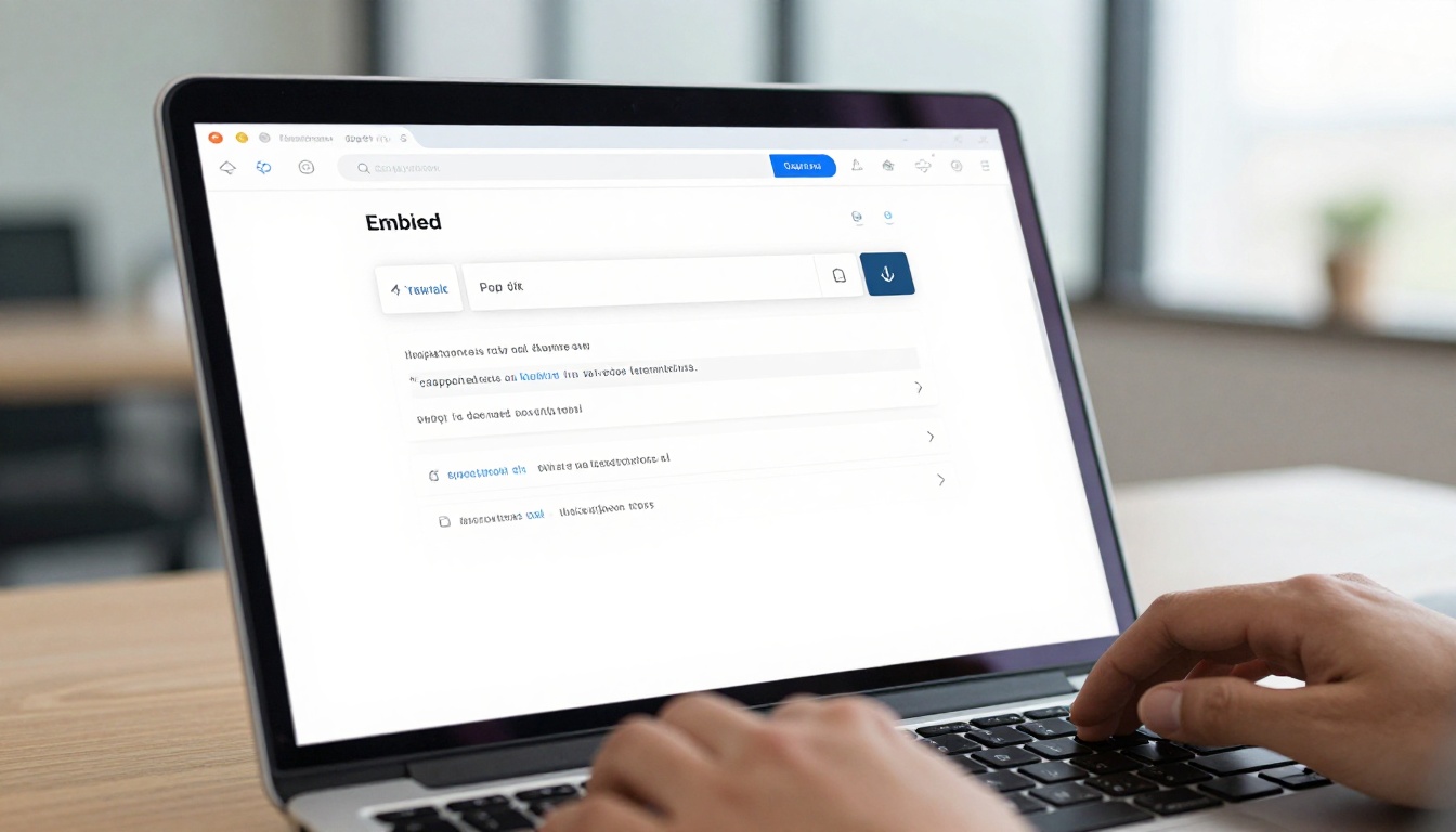 Browser showing embed code panel and sharing options