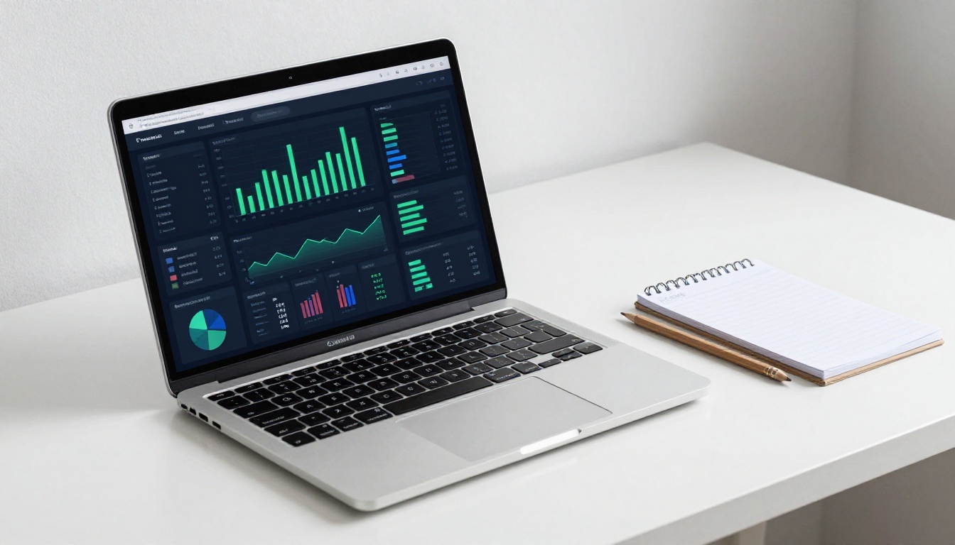 Analytics dashboard on a laptop displaying charts and reader heatmaps