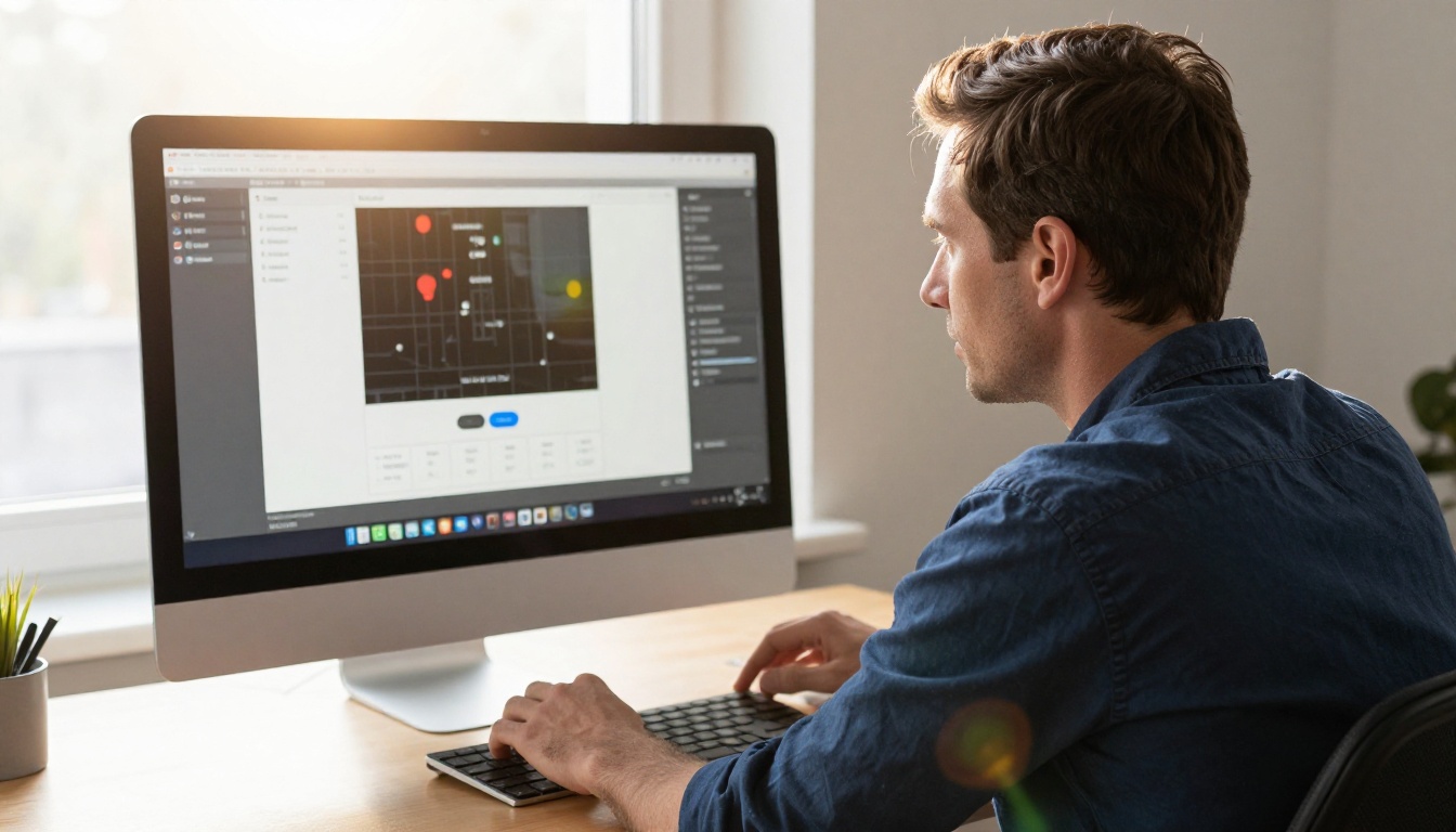 Man adjusting analytics tracking settings on a desktop monitor