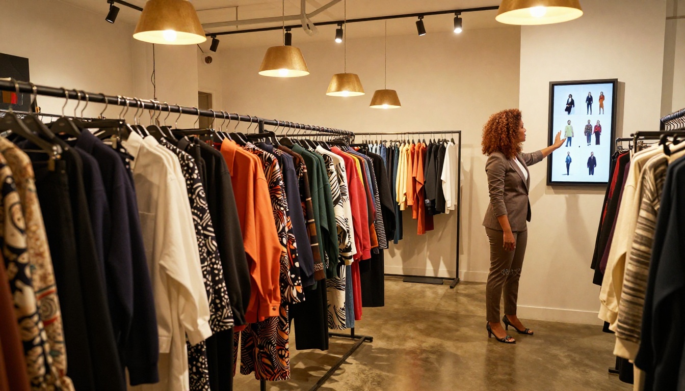 Boutique store with digital catalog display screen Boutique store with digital catalog display screen