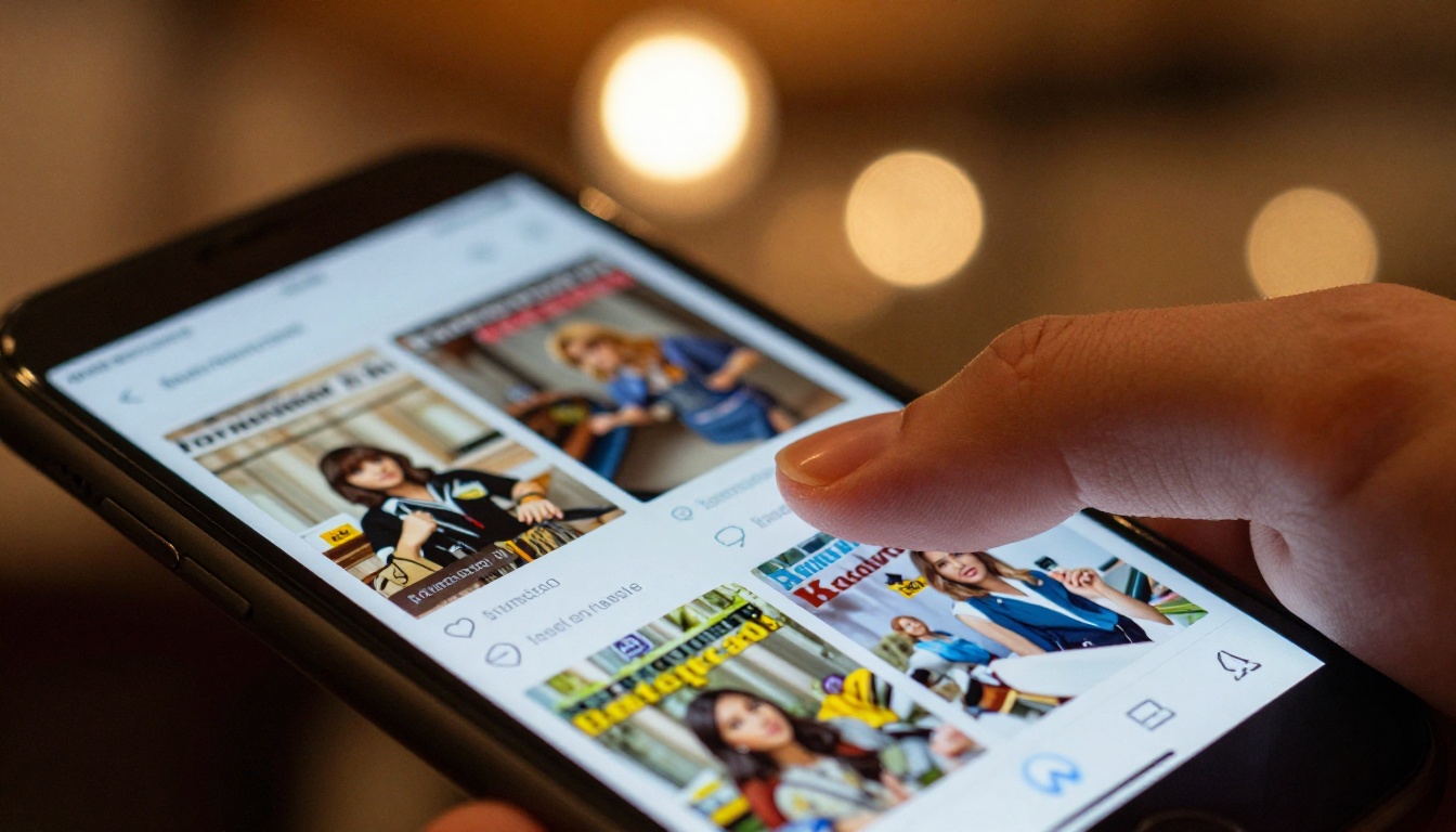 Close-up of thumb tapping on smartphone showing mobile flipbook interface