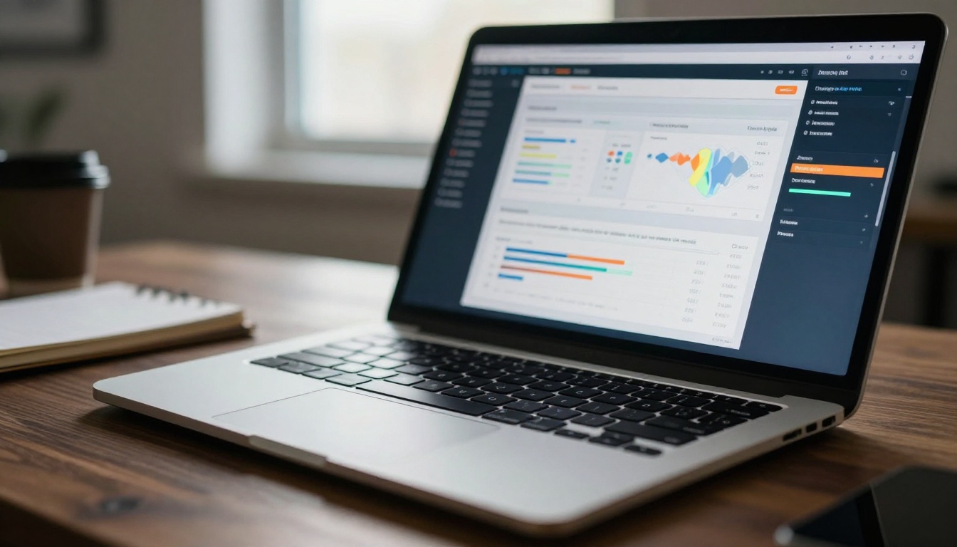 Analytics dashboard on laptop showing catalog performance metrics
