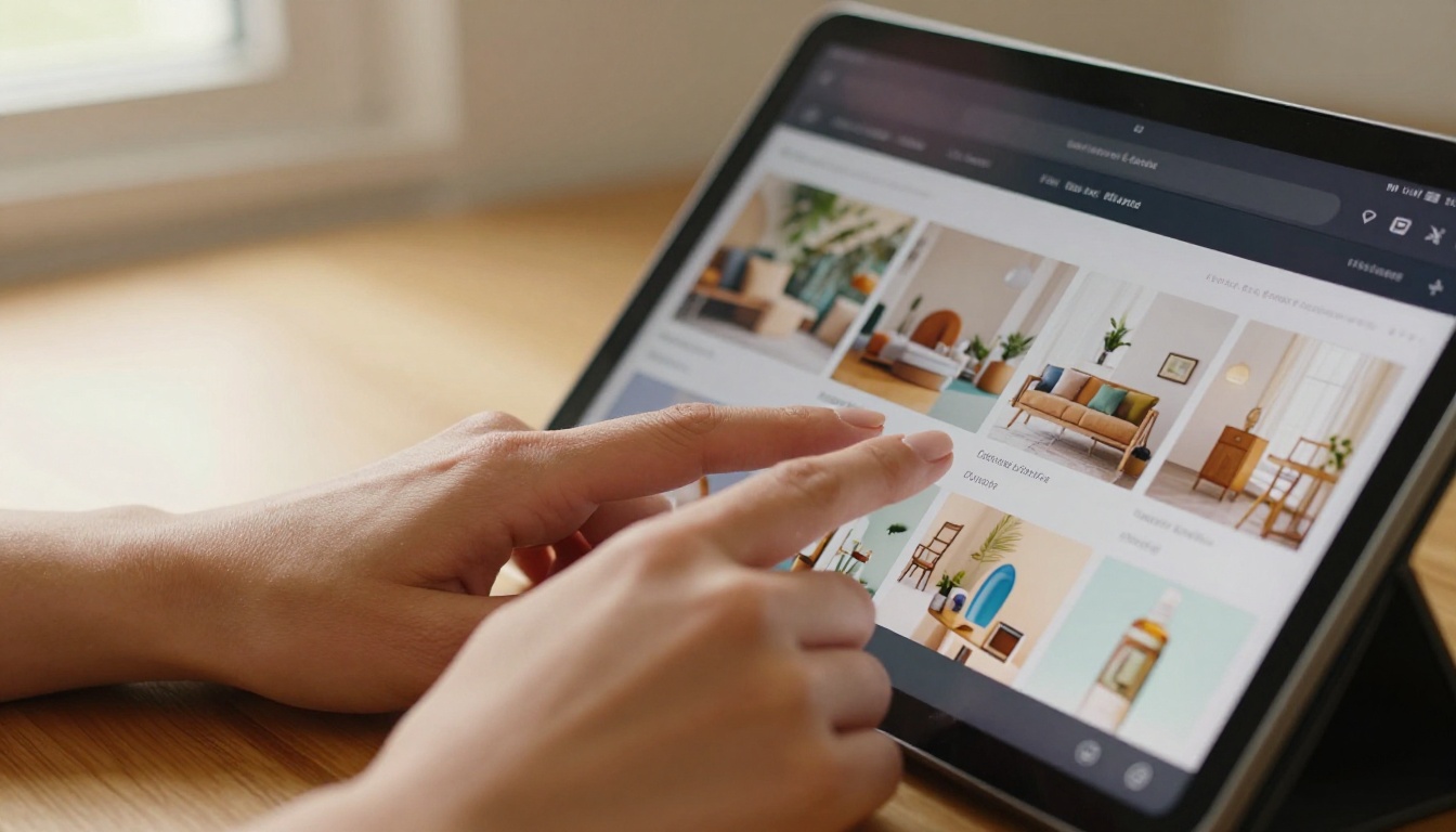 Interactive digital product catalog on tablet