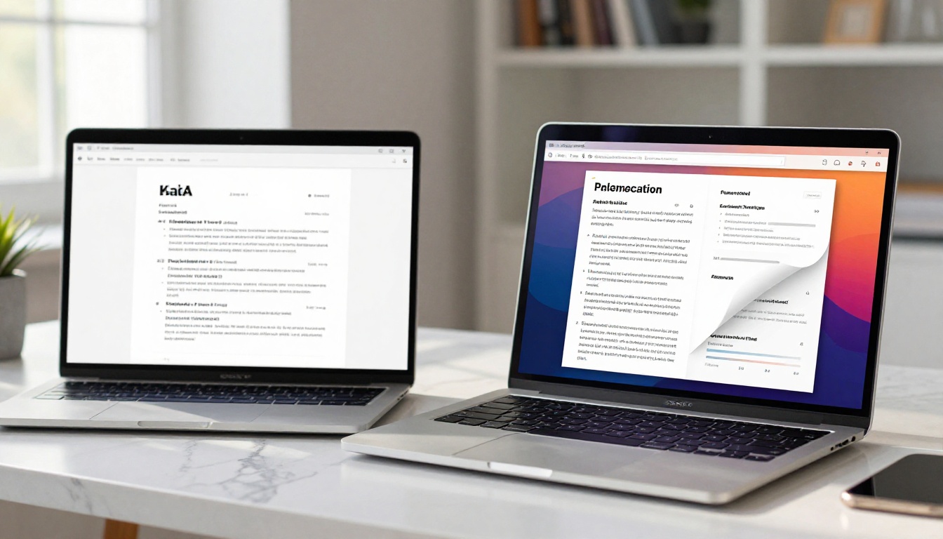 PDF resume versus interactive flipbook comparison on two laptops