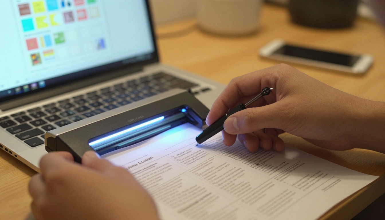 Student carefully scanning a school project document to prepare it for digital flipbook conversion Student carefully scanning a school project document to prepare it for digital flipbook conversion