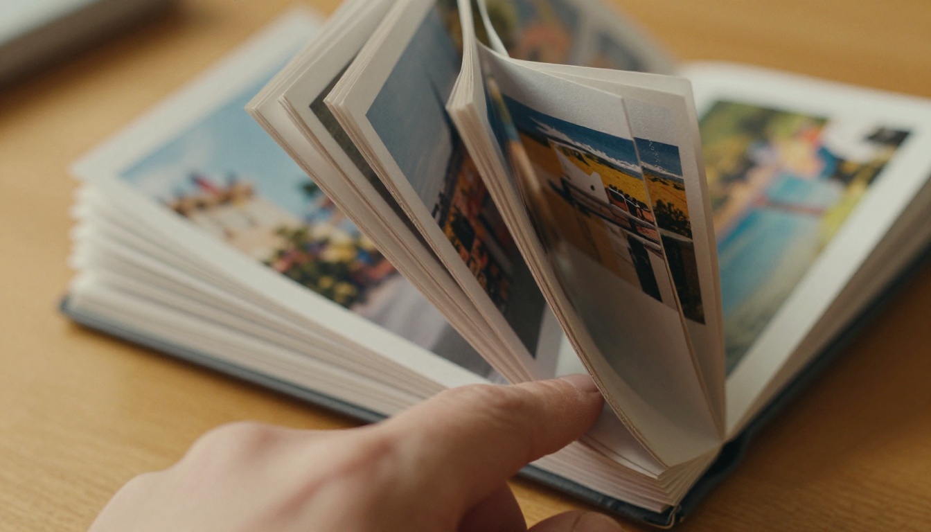 Flipbook pages caught mid-flip
