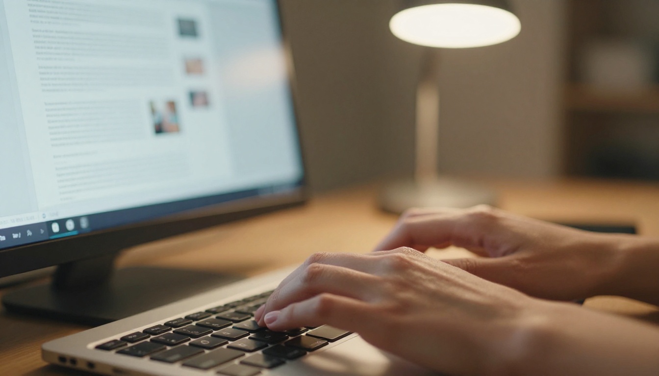 Person working on PDF conversion at a bright home desk