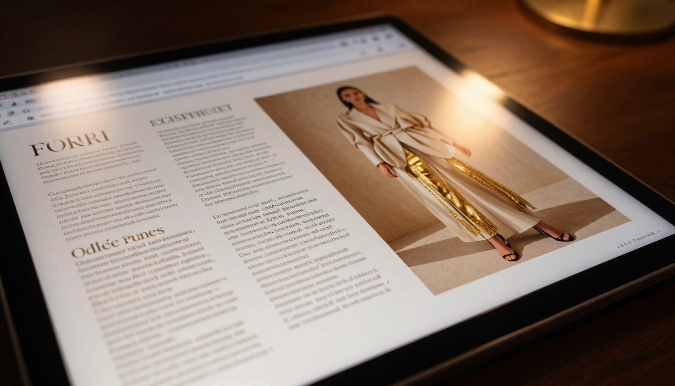 Luxury brand digital brochure displayed on a premium 4K monitor