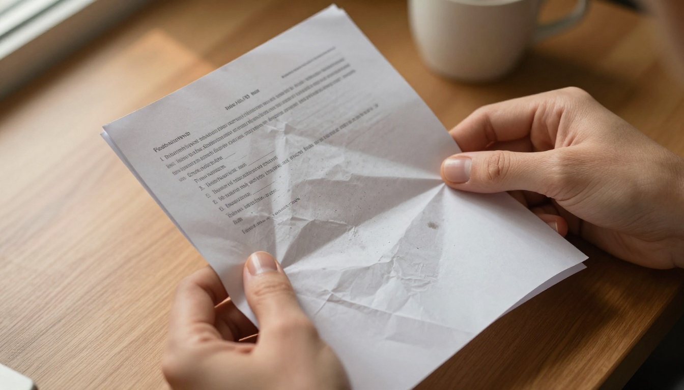 Hands gripping a crumpled PDF document in frustration Hands gripping a crumpled PDF document in frustration
