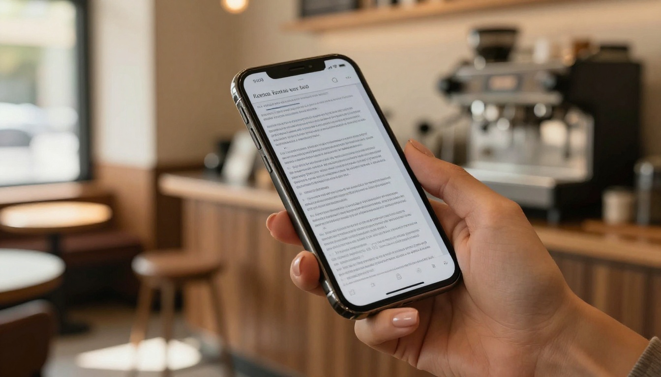Smartphone showing a difficult-to-read PDF document that requires constant zooming Smartphone showing a difficult-to-read PDF document that requires constant zooming