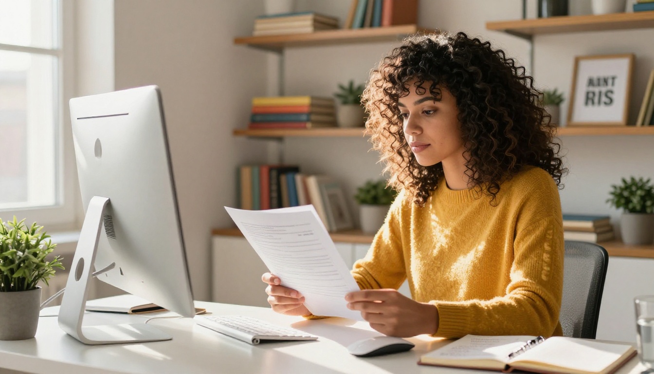 Small business owner uploading PDF on home office computer
