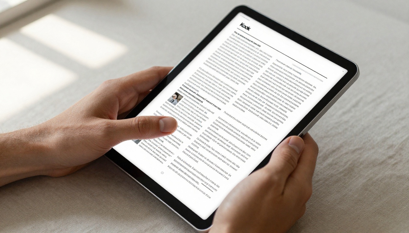 Person reviewing a static PDF document on a tablet