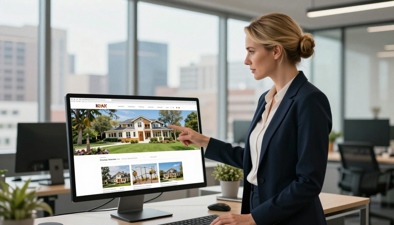 Real estate agent presenting embedded property brochure