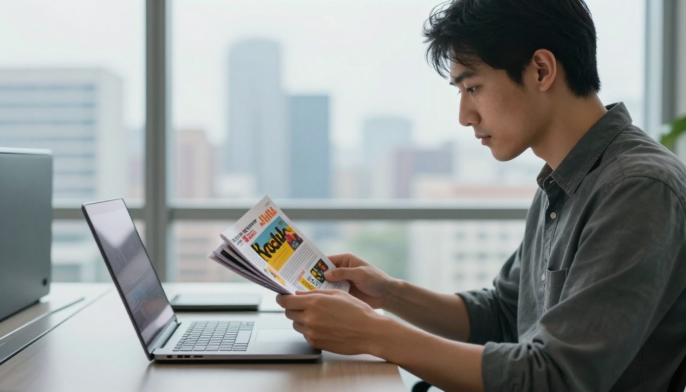 Professional viewing flipbook on laptop