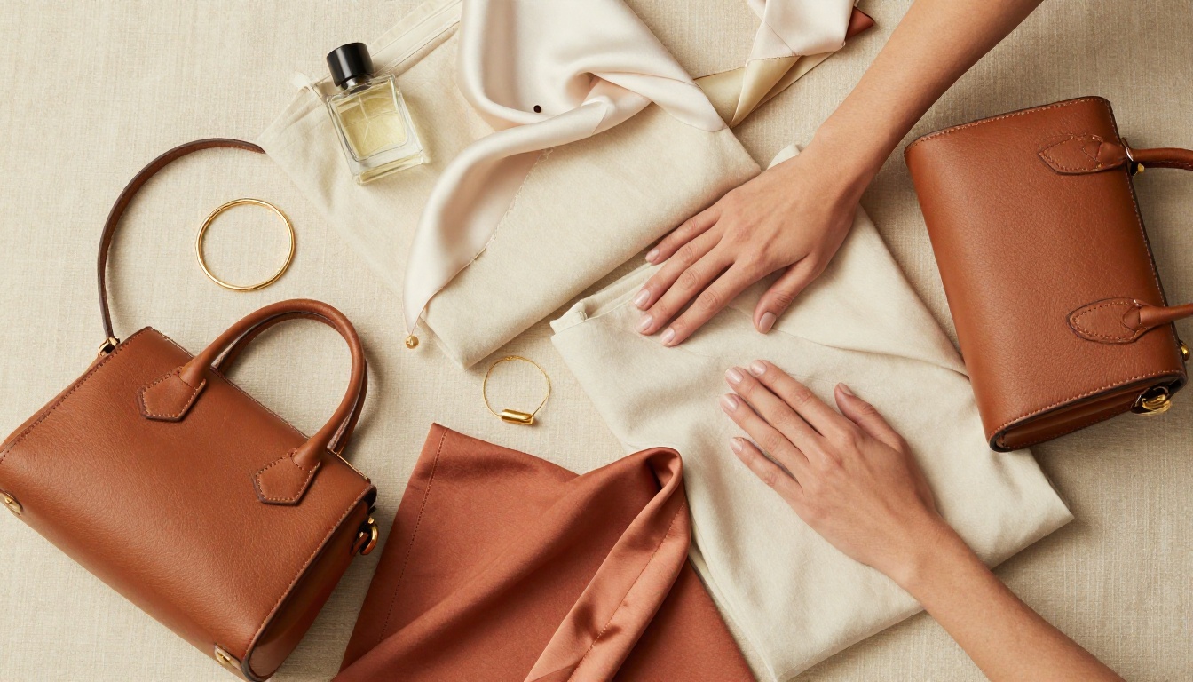 Fashion product flat lay for a seasonal apparel catalog Fashion product flat lay for a seasonal apparel catalog