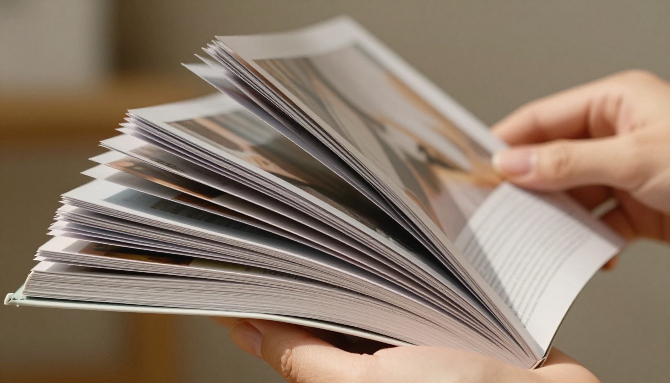 Hands turning pages of a beautifully printed magazine with smooth page flip effect Hands turning pages of a beautifully printed magazine with smooth page flip effect