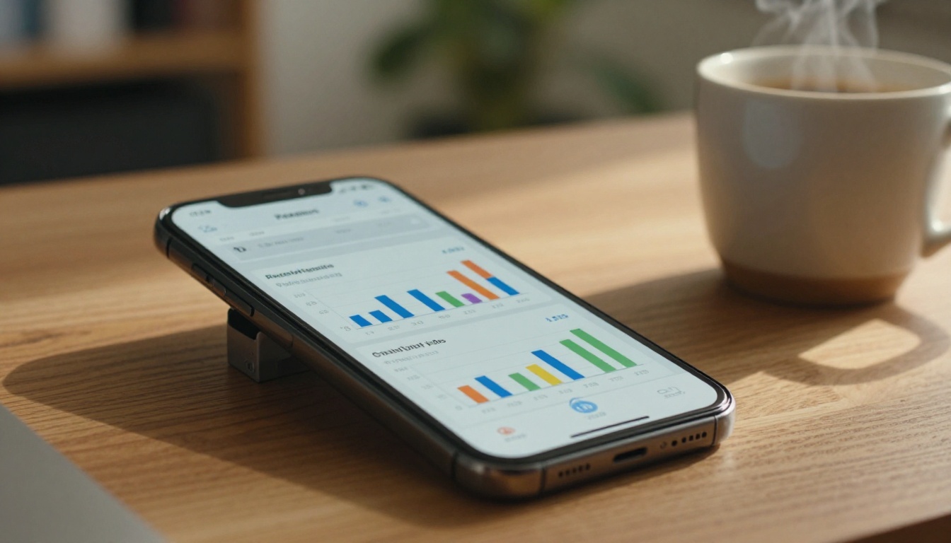 Analytics dashboard on smartphone showing reader statistics