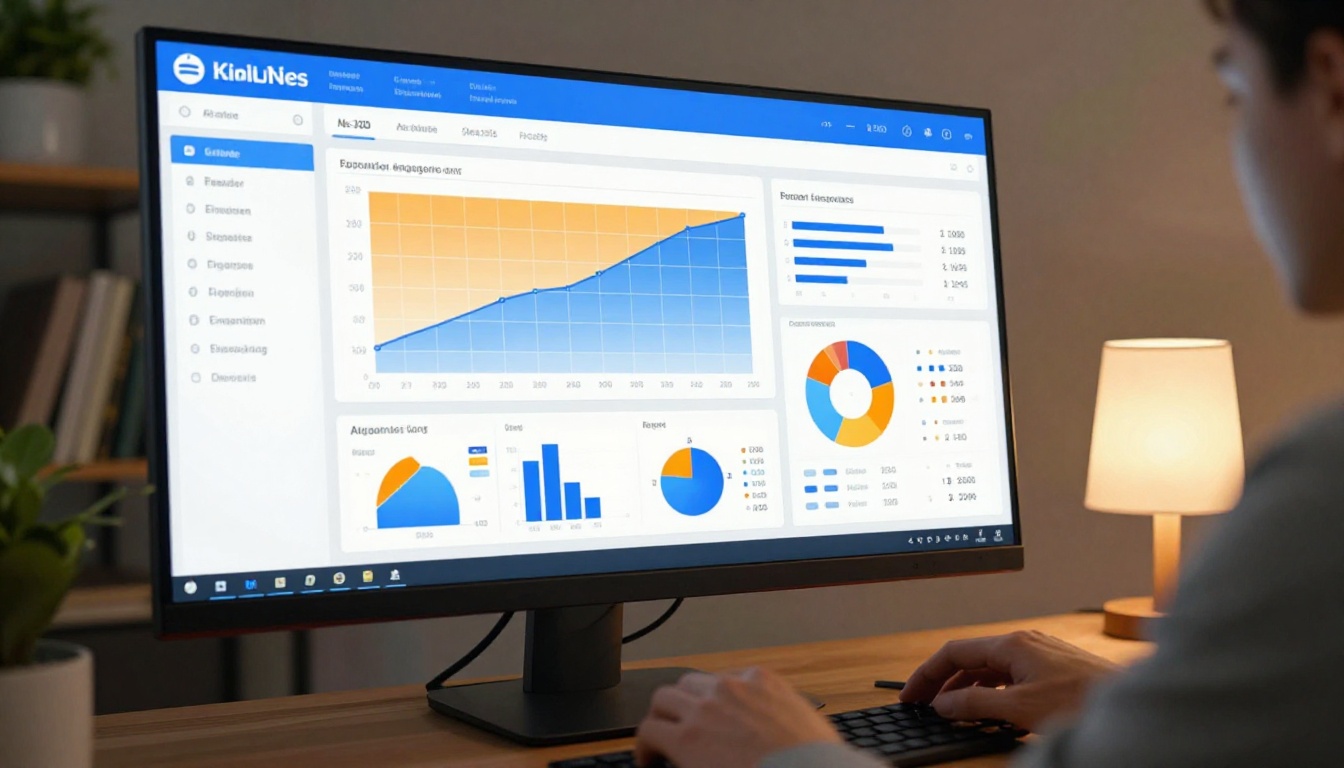 Analytics dashboard showing document performance data on curved monitor