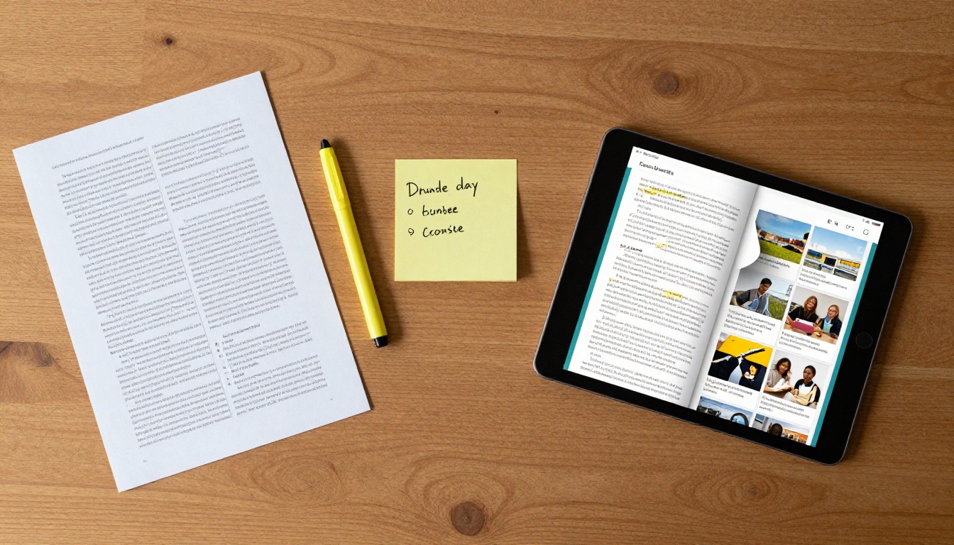 Aerial view comparing static PDF materials to digital flipbook format