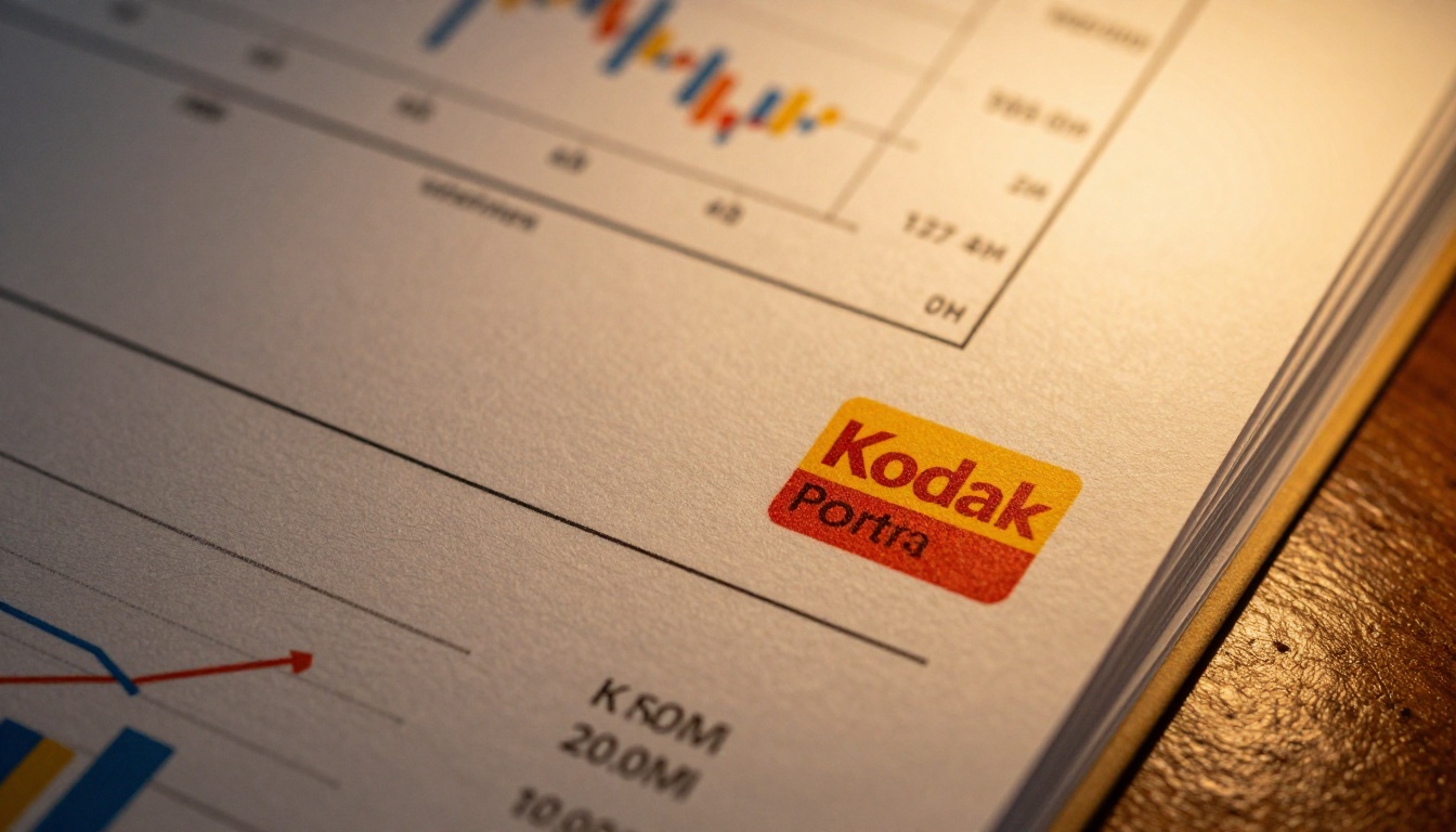 Macro close-up of printed flipbook page corner showing crisp corporate logo watermark with warm desk lamp lighting