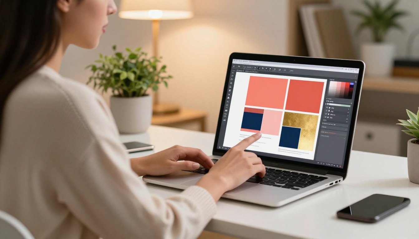 Color customization panel open in a brochure design interface