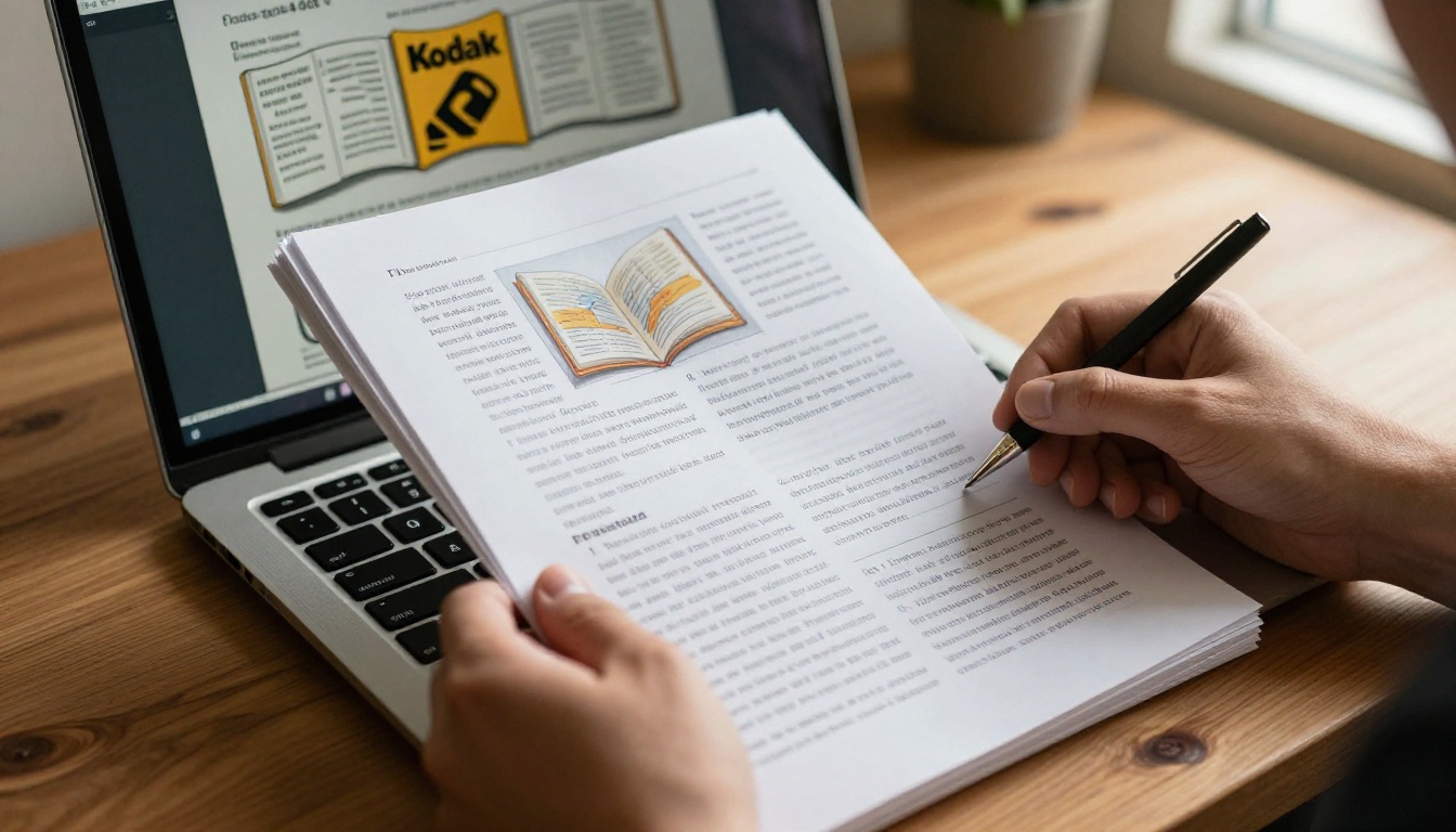 PDF document next to laptop showing a digital flipbook with page-turn animation