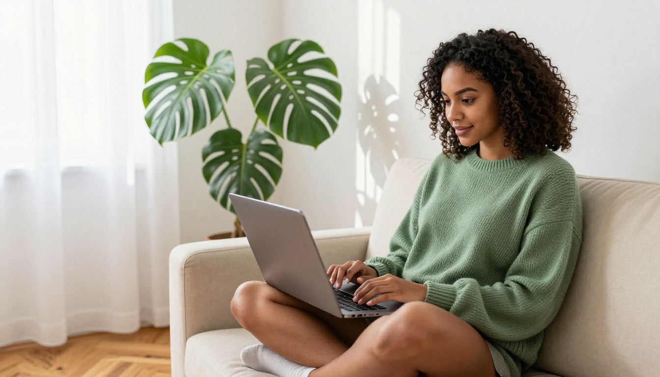 Creative professional reviewing AI-generated images on laptop Creative professional reviewing AI-generated images on laptop