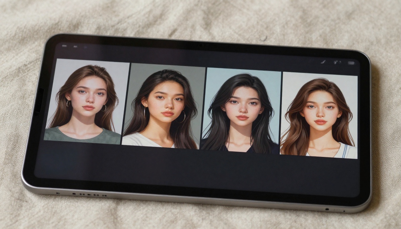 Tablet displaying character comparison grid