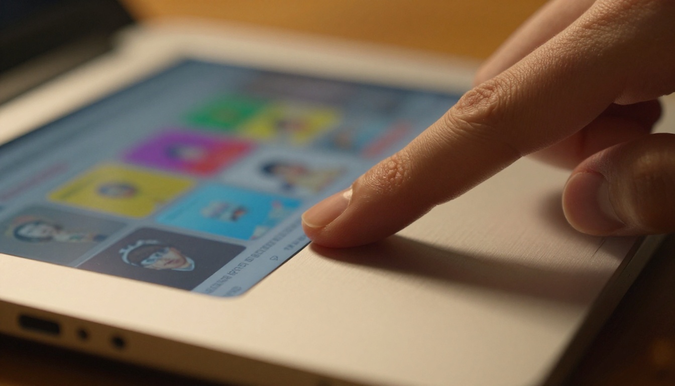 Extreme macro close-up of a finger hovering over a silver laptop trackpad showing fine fingerprint texture