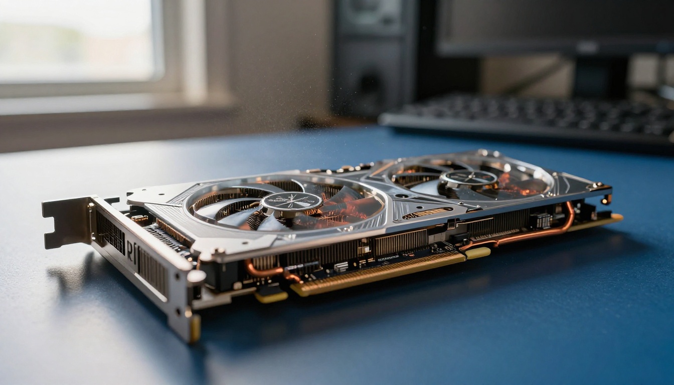 Close-up macro photograph of an RTX 4090 GPU with VRAM chips visible