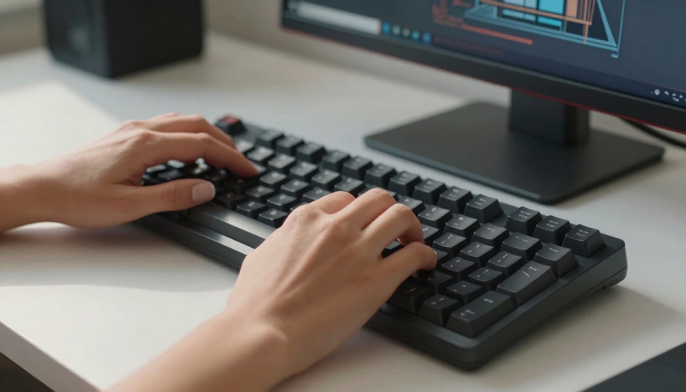 Creative professional at keyboard working with AI image generation tools