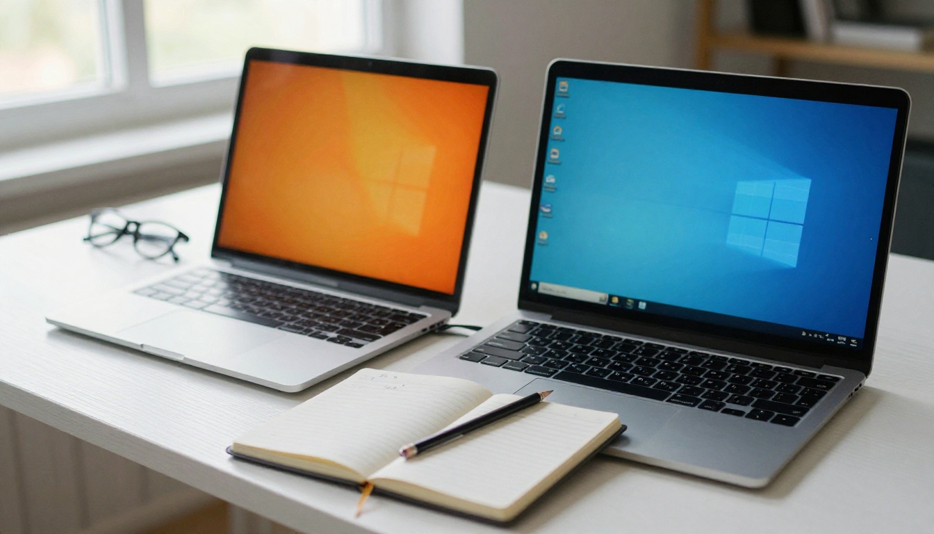 Two laptops side by side showing video comparison