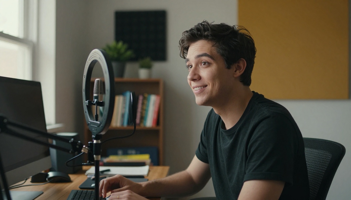 Content creator at home studio setup