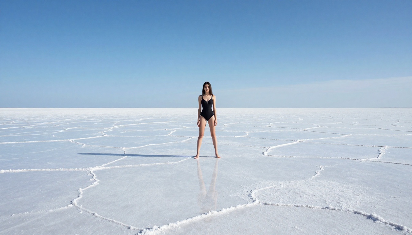 Salt flats minimalist editorial, free NSFW AI image no registration