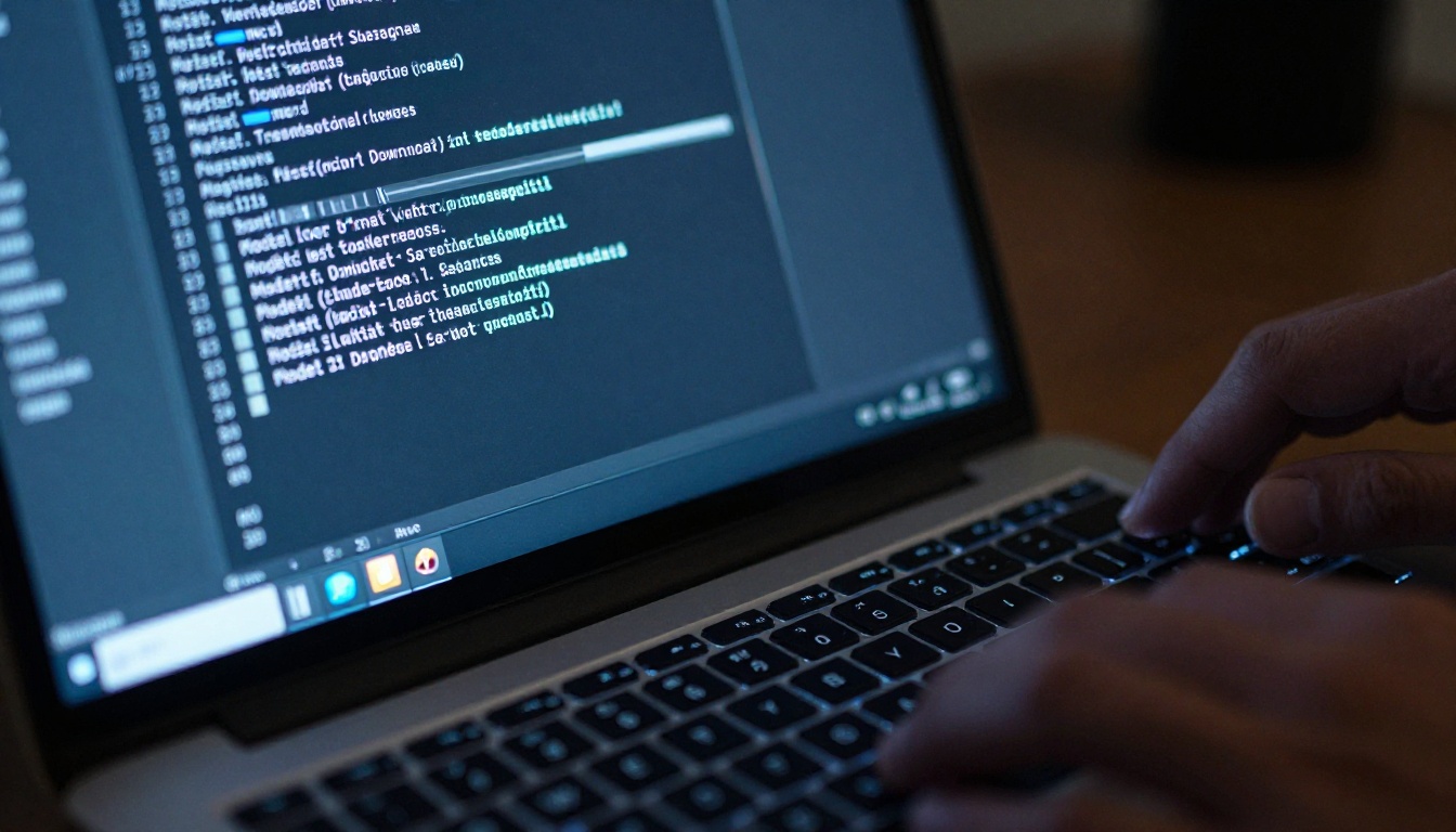 Terminal screen showing model download progress