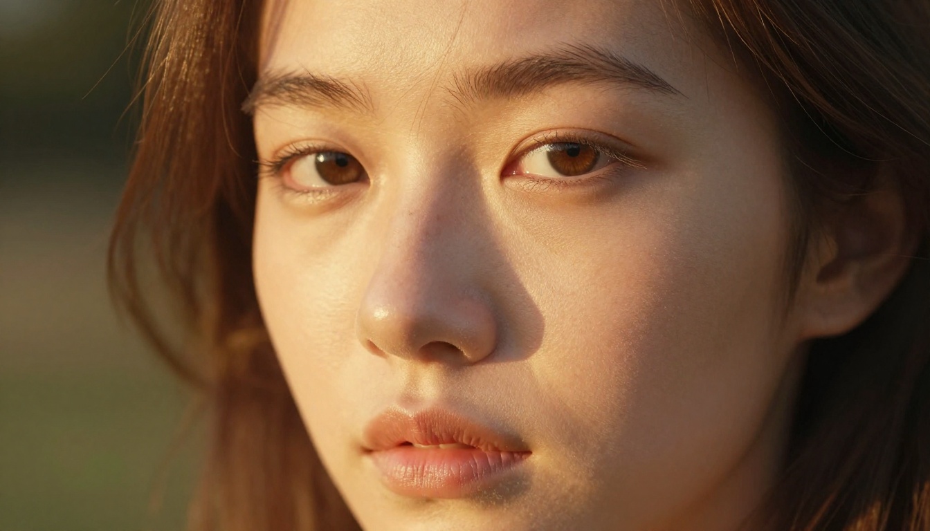 Close-up photorealistic portrait showing skin texture and natural detail