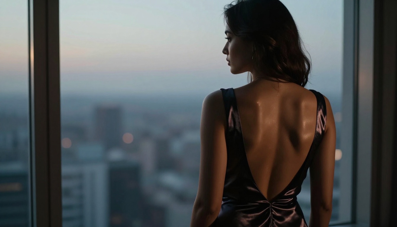Silhouette and back detail in dramatic chiaroscuro lighting