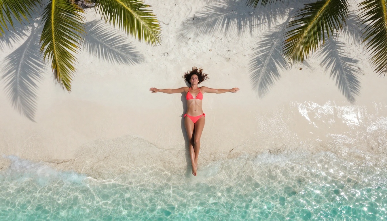 Aerial beach character shot