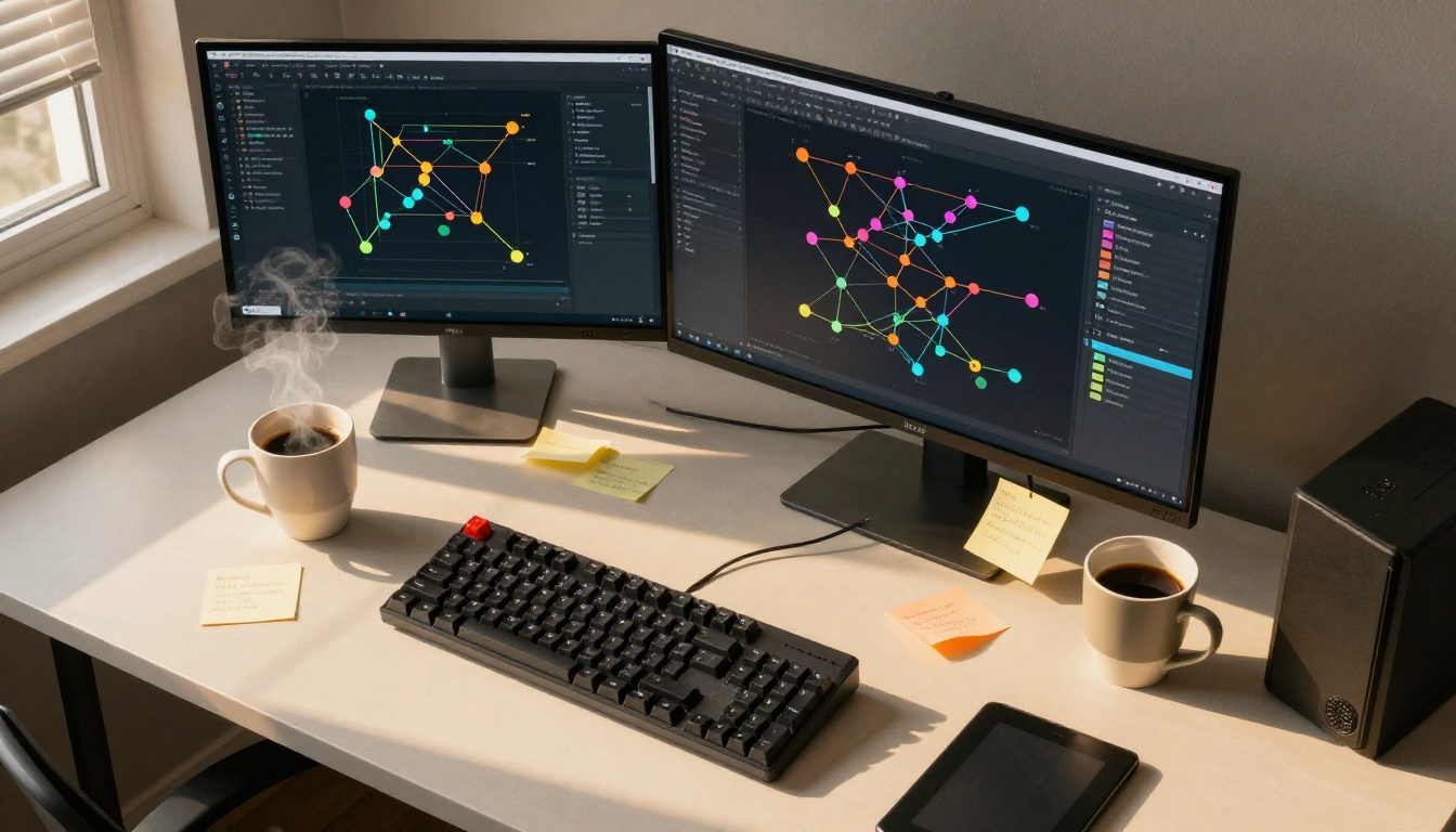 Node-based AI workflow on a creative workstation