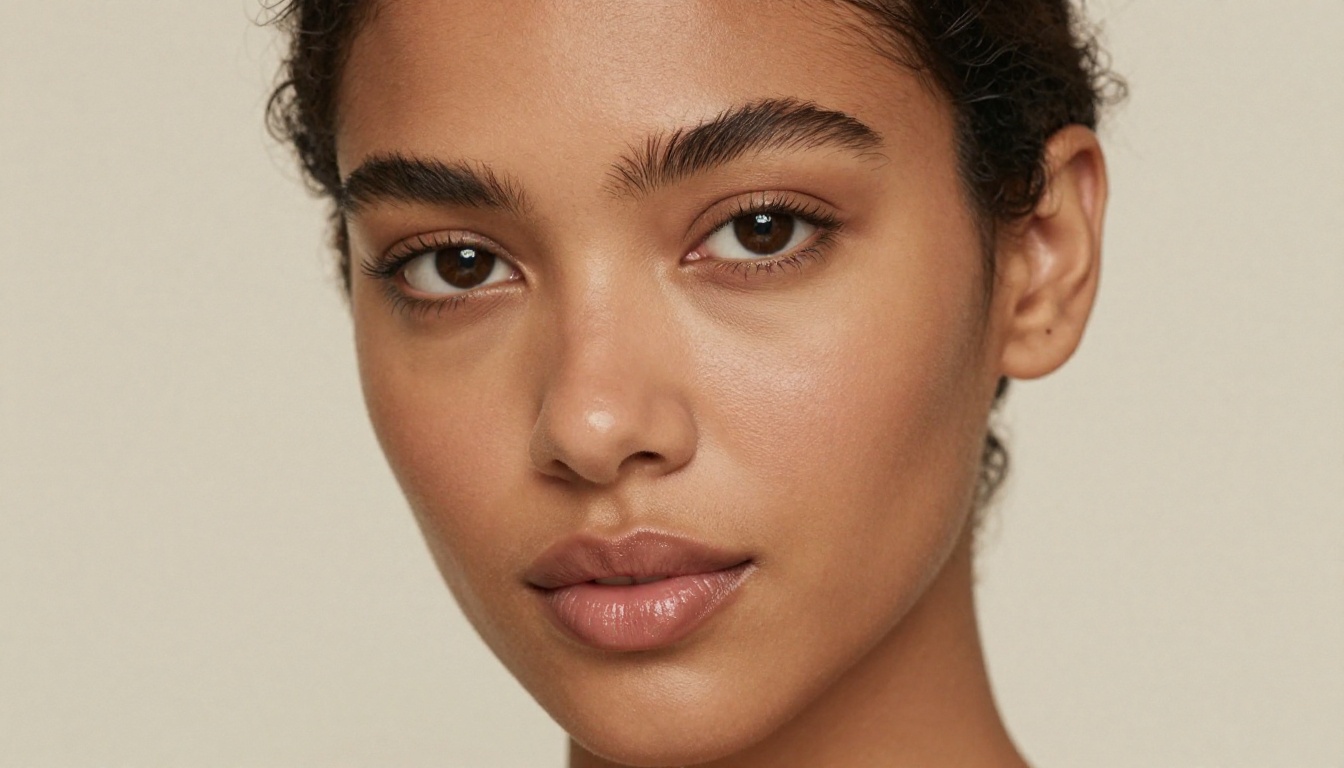 Close-up beauty portrait with natural skin texture