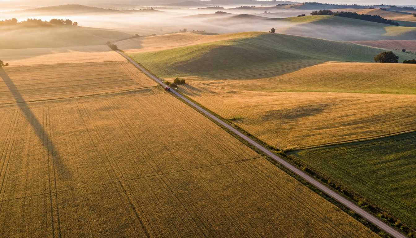 Aerial landscape showcasing detailed photorealistic AI image generation
