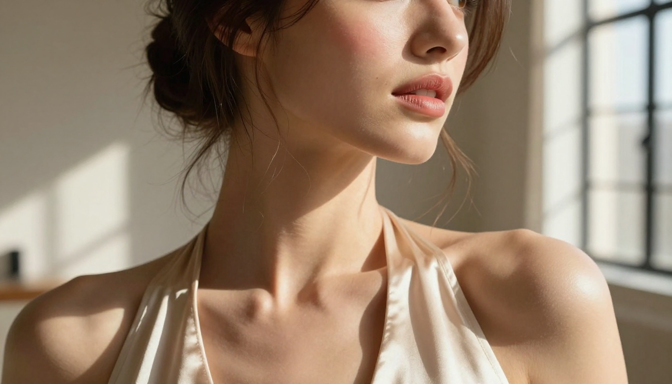 Elegant close-up portrait showcasing AI photorealism