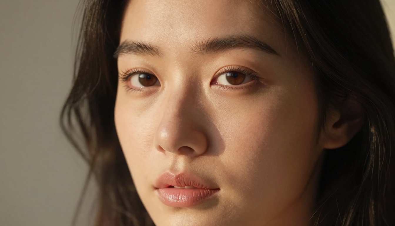 Close-up photorealistic beauty portrait showing natural skin texture and depth of field detail